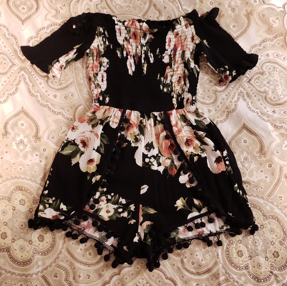 Black Floral Romper